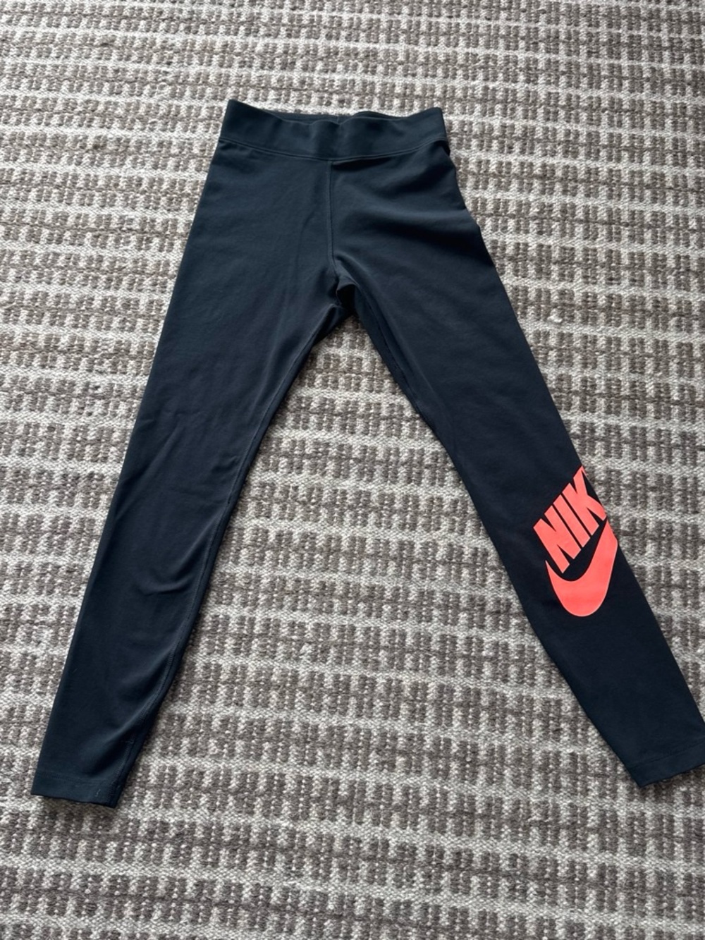 Nike Black Leggings with Coral Pink Logo